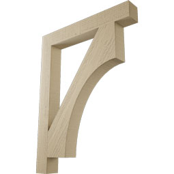 Ekena Millwork - BKTUR035X26X34WTL05RCPR - Timberthane Faux Wood Westlake Style Bracket, Block Ends, 3 1/2"W x 26"D x 34"H, Primed Tan