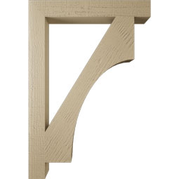 Ekena Millwork - BKTUR035X26X38WTL05RCPR - Timberthane Faux Wood Westlake Style Bracket, Block Ends, 3 1/2"W x 26"D x 38"H, Primed Tan