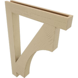 Ekena Millwork - BKTUR035X26X38WTL05RCPR - Timberthane Faux Wood Westlake Style Bracket, Block Ends, 3 1/2"W x 26"D x 38"H, Primed Tan