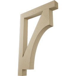 Ekena Millwork - BKTUR035X26X38WTL05RCPR - Timberthane Faux Wood Westlake Style Bracket, Block Ends, 3 1/2"W x 26"D x 38"H, Primed Tan