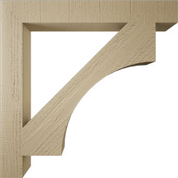 Ekena Millwork - BKTUR035X28X28WTL05RCPR - Timberthane Faux Wood Westlake Style Bracket, Block Ends, 3 1/2"W x 28"D x 28"H, Primed Tan
