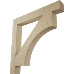 Ekena Millwork - BKTUR035X28X28WTL05RCPR - Timberthane Faux Wood Westlake Style Bracket, Block Ends, 3 1/2"W x 28"D x 28"H, Primed Tan