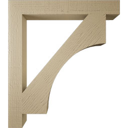 Ekena Millwork - BKTUR035X28X32WTL05RCPR - Timberthane Faux Wood Westlake Style Bracket, Block Ends, 3 1/2"W x 28"D x 32"H, Primed Tan