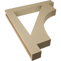 Ekena Millwork - BKTUR035X28X32WTL05RCPR - Timberthane Faux Wood Westlake Style Bracket, Block Ends, 3 1/2"W x 28"D x 32"H, Primed Tan