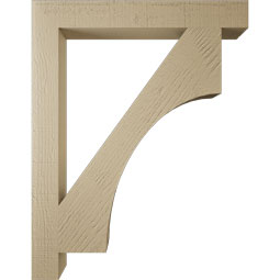 Ekena Millwork - BKTUR035X28X36WTL05RCPR - Timberthane Faux Wood Westlake Style Bracket, Block Ends, 3 1/2"W x 28"D x 36"H, Primed Tan