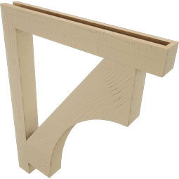 Ekena Millwork - BKTUR035X30X38WTL05RCPR - Timberthane Faux Wood Westlake Style Bracket, Block Ends, 3 1/2"W x 30"D x 38"H, Primed Tan