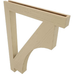 Ekena Millwork - BKTUR035X30X42WTL05RCPR - Timberthane Faux Wood Westlake Style Bracket, Block Ends, 3 1/2"W x 30"D x 42"H, Primed Tan