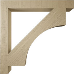 Ekena Millwork - BKTUR035X32X32WTL05RCPR - Timberthane Faux Wood Westlake Style Bracket, Block Ends, 3 1/2"W x 32"D x 32"H, Primed Tan