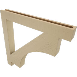 Ekena Millwork - BKTUR035X32X32WTL05RCPR - Timberthane Faux Wood Westlake Style Bracket, Block Ends, 3 1/2"W x 32"D x 32"H, Primed Tan