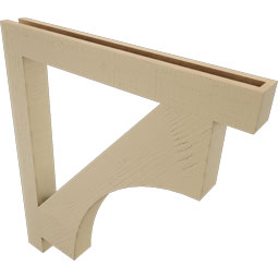 Ekena Millwork - BKTUR035X32X36WTL05RCPR - Timberthane Faux Wood Westlake Style Bracket, Block Ends, 3 1/2"W x 32"D x 36"H, Primed Tan
