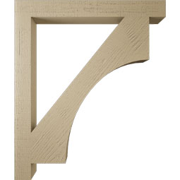 Ekena Millwork - BKTUR035X32X38WTL05RCPR - Timberthane Faux Wood Westlake Style Bracket, Block Ends, 3 1/2"W x 32"D x 38"H, Primed Tan
