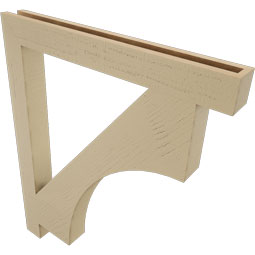 Ekena Millwork - BKTUR035X32X38WTL05RCPR - Timberthane Faux Wood Westlake Style Bracket, Block Ends, 3 1/2"W x 32"D x 38"H, Primed Tan