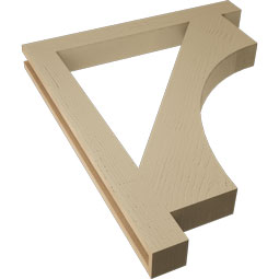 Ekena Millwork - BKTUR035X32X38WTL05RCPR - Timberthane Faux Wood Westlake Style Bracket, Block Ends, 3 1/2"W x 32"D x 38"H, Primed Tan