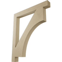 Ekena Millwork - BKTUR035X32X38WTL05RCPR - Timberthane Faux Wood Westlake Style Bracket, Block Ends, 3 1/2"W x 32"D x 38"H, Primed Tan