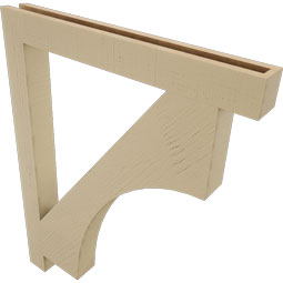 Ekena Millwork - BKTUR035X32X40WTL05RCPR - Timberthane Faux Wood Westlake Style Bracket, Block Ends, 3 1/2"W x 32"D x 40"H, Primed Tan
