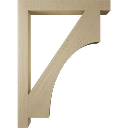 Ekena Millwork - BKTUR035X32X44WTL05RCPR - Timberthane Faux Wood Westlake Style Bracket, Block Ends, 3 1/2"W x 32"D x 44"H, Primed Tan