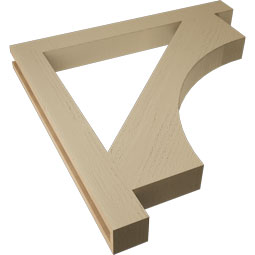 Ekena Millwork - BKTUR035X34X34WTL05RCPR - Timberthane Faux Wood Westlake Style Bracket, Block Ends, 3 1/2"W x 34"D x 34"H, Primed Tan