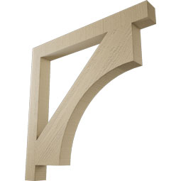 Ekena Millwork - BKTUR035X34X34WTL05RCPR - Timberthane Faux Wood Westlake Style Bracket, Block Ends, 3 1/2"W x 34"D x 34"H, Primed Tan