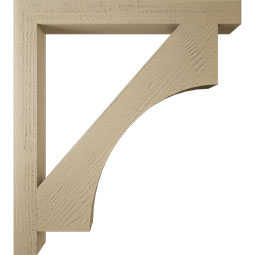 Ekena Millwork - BKTUR035X34X38WTL05RCPR - Timberthane Faux Wood Westlake Style Bracket, Block Ends, 3 1/2"W x 34"D x 38"H, Primed Tan