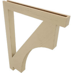Ekena Millwork - BKTUR035X34X46WTL05RCPR - Timberthane Faux Wood Westlake Style Bracket, Block Ends, 3 1/2"W x 34"D x 46"H, Primed Tan