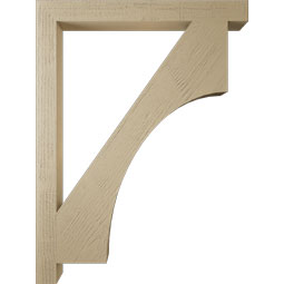 Ekena Millwork - BKTUR035X36X48WTL05RCPR - Timberthane Faux Wood Westlake Style Bracket, Block Ends, 3 1/2"W x 36"D x 48"H, Primed Tan