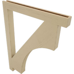 Ekena Millwork - BKTUR035X36X48WTL05RCPR - Timberthane Faux Wood Westlake Style Bracket, Block Ends, 3 1/2"W x 36"D x 48"H, Primed Tan
