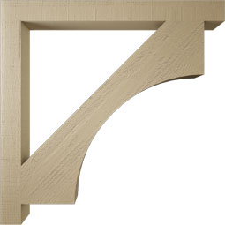 Ekena Millwork - BKTUR035X38X38WTL05RCPR - Timberthane Faux Wood Westlake Style Bracket, Block Ends, 3 1/2"W x 38"D x 38"H, Primed Tan