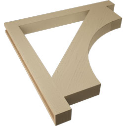 Ekena Millwork - BKTUR035X38X38WTL05RCPR - Timberthane Faux Wood Westlake Style Bracket, Block Ends, 3 1/2"W x 38"D x 38"H, Primed Tan