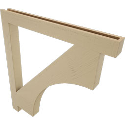 Ekena Millwork - BKTUR035X38X42WTL05RCPR - Timberthane Faux Wood Westlake Style Bracket, Block Ends, 3 1/2"W x 38"D x 42"H, Primed Tan