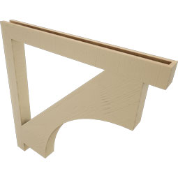 Ekena Millwork - BKTUR035X40X40WTL05RCPR - Timberthane Faux Wood Westlake Style Bracket, Block Ends, 3 1/2"W x 40"D x 40"H, Primed Tan