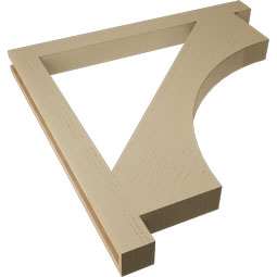 Ekena Millwork - BKTUR035X40X40WTL05RCPR - Timberthane Faux Wood Westlake Style Bracket, Block Ends, 3 1/2"W x 40"D x 40"H, Primed Tan