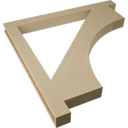 Ekena Millwork - BKTUR035X42X42WTL05RCPR - Timberthane Faux Wood Westlake Style Bracket, Block Ends, 3 1/2"W x 42"D x 42"H, Primed Tan