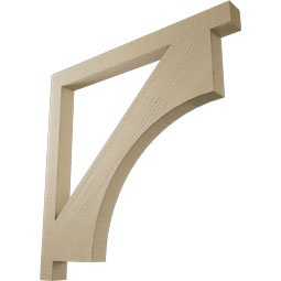 Ekena Millwork - BKTUR035X42X42WTL05RCPR - Timberthane Faux Wood Westlake Style Bracket, Block Ends, 3 1/2"W x 42"D x 42"H, Primed Tan