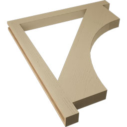 Ekena Millwork - BKTUR035X42X48WTL05RCPR - Timberthane Faux Wood Westlake Style Bracket, Block Ends, 3 1/2"W x 42"D x 48"H, Primed Tan