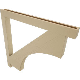 Ekena Millwork - BKTUR035X44X44WTL05RCPR - Timberthane Faux Wood Westlake Style Bracket, Block Ends, 3 1/2"W x 44"D x 44"H, Primed Tan
