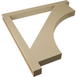 Ekena Millwork - BKTUR035X46X46WTL05RCPR - Timberthane Faux Wood Westlake Style Bracket, Block Ends, 3 1/2"W x 46"D x 46"H, Primed Tan