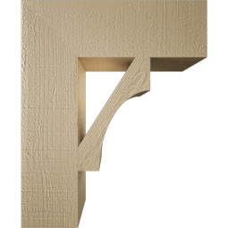 Ekena Millwork - BKTUR055X18X22WTL05RCPR - Timberthane Faux Wood Westlake Style Bracket, Block Ends, 5 1/2"W x 18"D x 22"H, Primed Tan