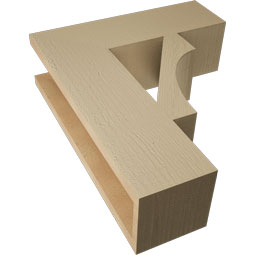 Ekena Millwork - BKTUR055X18X22WTL05RCPR - Timberthane Faux Wood Westlake Style Bracket, Block Ends, 5 1/2"W x 18"D x 22"H, Primed Tan