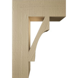 Ekena Millwork - BKTUR055X18X26WTL05RCPR - Timberthane Faux Wood Westlake Style Bracket, Block Ends, 5 1/2"W x 18"D x 26"H, Primed Tan