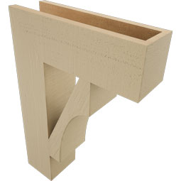 Ekena Millwork - BKTUR055X18X26WTL05RCPR - Timberthane Faux Wood Westlake Style Bracket, Block Ends, 5 1/2"W x 18"D x 26"H, Primed Tan