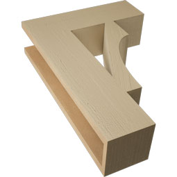 Ekena Millwork - BKTUR055X18X26WTL05RCPR - Timberthane Faux Wood Westlake Style Bracket, Block Ends, 5 1/2"W x 18"D x 26"H, Primed Tan