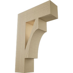 Ekena Millwork - BKTUR055X18X26WTL05RCPR - Timberthane Faux Wood Westlake Style Bracket, Block Ends, 5 1/2"W x 18"D x 26"H, Primed Tan