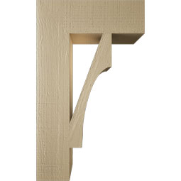 Ekena Millwork - BKTUR055X18X30WTL05RCPR - Timberthane Faux Wood Westlake Style Bracket, Block Ends, 5 1/2"W x 18"D x 30"H, Primed Tan