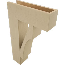Ekena Millwork - BKTUR055X18X30WTL05RCPR - Timberthane Faux Wood Westlake Style Bracket, Block Ends, 5 1/2"W x 18"D x 30"H, Primed Tan