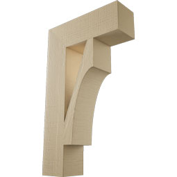 Ekena Millwork - BKTUR055X18X30WTL05RCPR - Timberthane Faux Wood Westlake Style Bracket, Block Ends, 5 1/2"W x 18"D x 30"H, Primed Tan