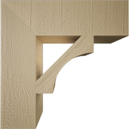 Ekena Millwork - BKTUR055X20X20WTL05RCPR - Timberthane Faux Wood Westlake Style Bracket, Block Ends, 5 1/2"W x 20"D x 20"H, Primed Tan