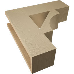 Ekena Millwork - BKTUR055X20X20WTL05RCPR - Timberthane Faux Wood Westlake Style Bracket, Block Ends, 5 1/2"W x 20"D x 20"H, Primed Tan