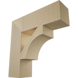Ekena Millwork - BKTUR055X20X20WTL05RCPR - Timberthane Faux Wood Westlake Style Bracket, Block Ends, 5 1/2"W x 20"D x 20"H, Primed Tan