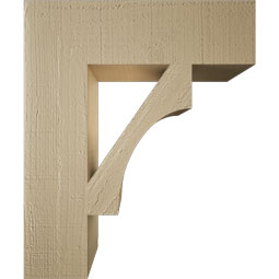Ekena Millwork - BKTUR055X20X24WTL05RCPR - Timberthane Faux Wood Westlake Style Bracket, Block Ends, 5 1/2"W x 20"D x 24"H, Primed Tan