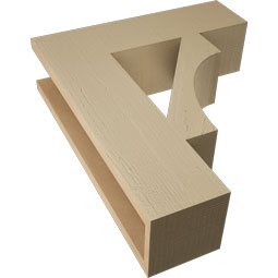 Ekena Millwork - BKTUR055X20X24WTL05RCPR - Timberthane Faux Wood Westlake Style Bracket, Block Ends, 5 1/2"W x 20"D x 24"H, Primed Tan